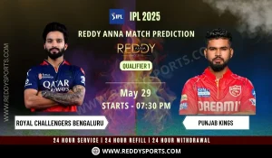 Read more about the article RCB vs PBKS – Qualifier 1 | IPL 2025 Match Prediction by Reddy Anna