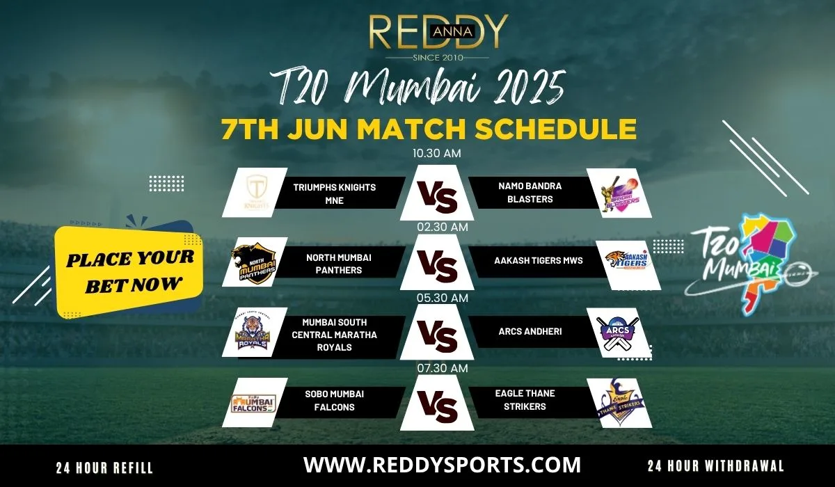 Read more about the article T20 Mumbai 2025 Jun 7 Matches Prediction with Reddy Anna